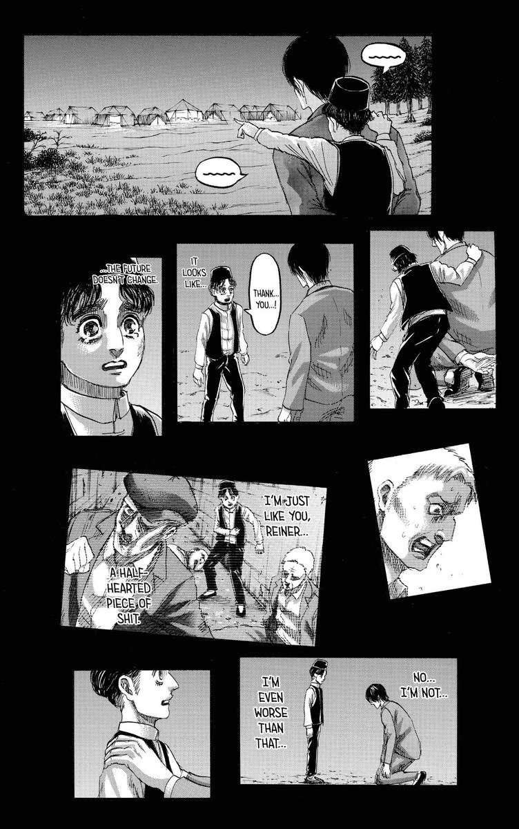 That's why he keeps saying that too. Born to eradicate the titans & bring renewal, no matter the sacrifices Eren would have wished another plans in order to save Eldians, which is why he waited so long before carrying out his own goal. He always hated this act, just like