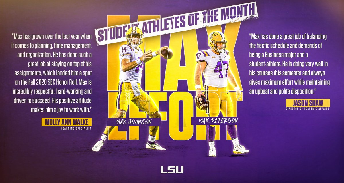𝑺𝒕𝒖𝒅𝒆𝒏𝒕-𝑨𝒕𝒉𝒍𝒆𝒕𝒆𝒔 𝒐𝒇 𝒕𝒉𝒆 𝑴𝒐𝒏𝒕𝒉 Max effort on and off the field ‼ (See what we did there 👀) #BayouPre22ure