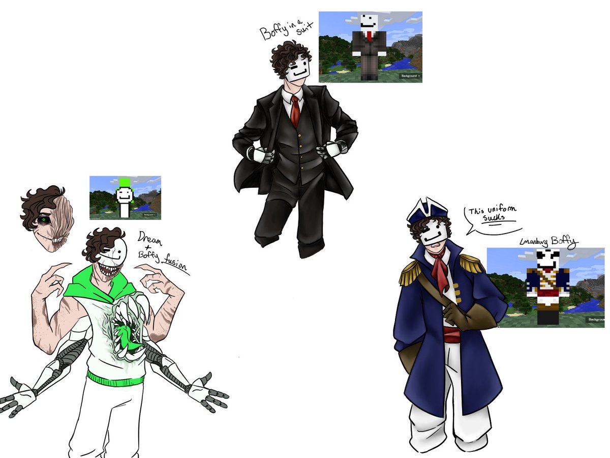 AwkwardRains's tweet photo. Boffy doodles based on random skins of his mc character. #fanart #boffy #boffyyt #boffyfanart https://t.co/k9X18dg2e0