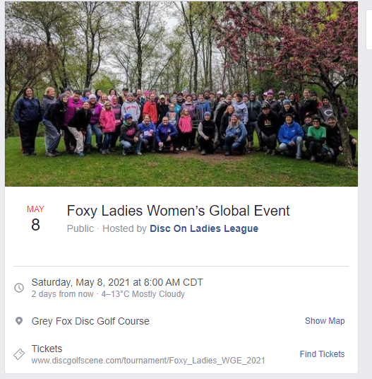 The <a href="/KenoshaCounty/">Kenosha County</a> Park will be hosting a 2021 <a href="/PDGA_WGE/">PDGA Women's Global Event</a> Event on Saturday, May 8th. Location: Silver Lake, Wisconsin
Website: facebook.com/events/8206890…