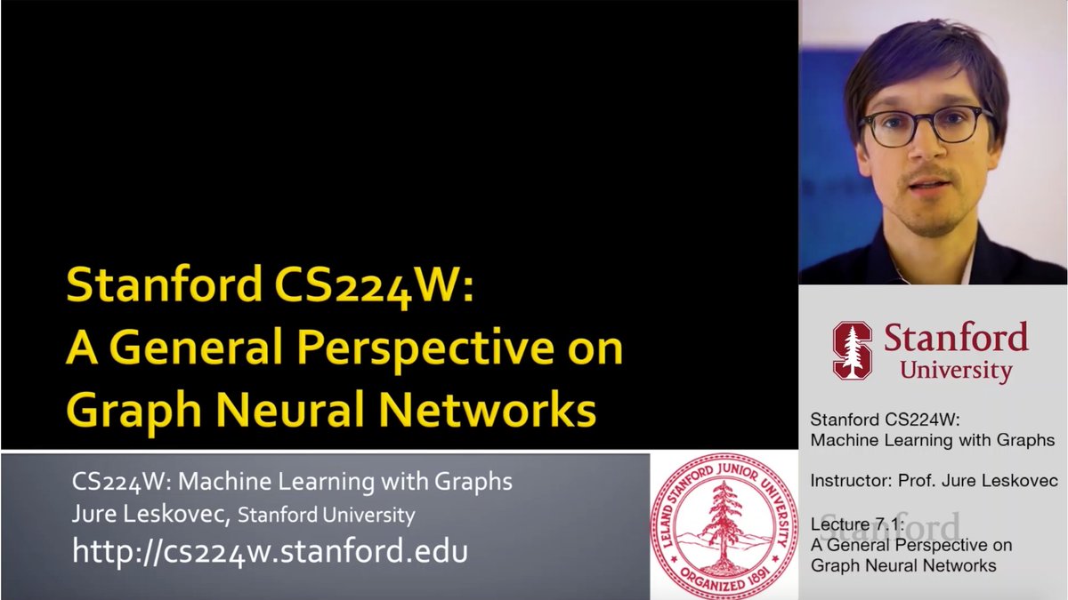 Stanford CS224W Machine Learning with Graphs. Lectures 7 &amp; 8 posted! Design space for Graph Neural Networks, Graph Augmentation, and training of GNNs.
Videos: youtube.com/playlist?list=…
Syllabus: cs224w.stanford.edu