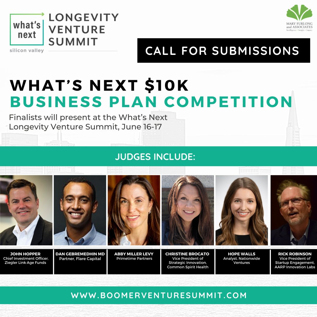 Aging20's tweet photo. MFA invites entrepreneurs to enter their business plans in the What's Next Longevity Venture Summit Business Plan Competition for a chance to win $10k! Submit your telehealth, telefitness or mental health solution by May 18! 

Learn more: https://t.co/N5q0YwXB22 @SiliconBoomer https://t.co/JvCcH1kl3y