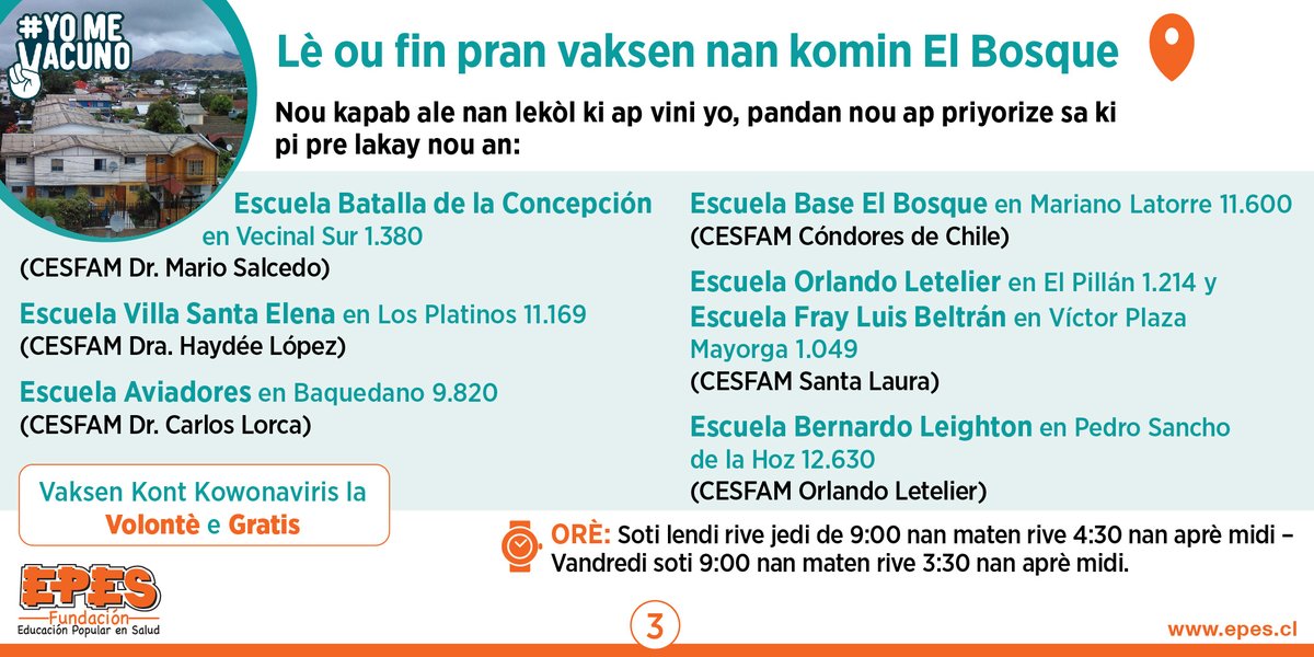¡Todas las personas migrantes que viven en Chile tienen derecho a vacunarse contra el #COVID19! Ayúdanos a compartir este material en kreyol, elaborado por EPES, con la comunidad haitiana, y las/os trabajadores de la salud    
#MigrarEsUnDerecho
#NingunSerHumanoEsIlegal