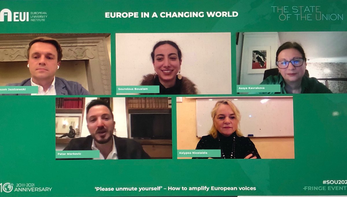 PetrusMarcus's tweet image. Every renaissance starts in Florence. So does the EU’s democratic one! Great job, everyone! ‘Please Unmute Yourself’ on amplifying citizens’ voices done! Follow the rest of #SOU2021 anniversary conference tmr. @KalypsoNicolaid @LesJazd @AKavrakova @SoundousBoualam @EUISoU @EUI_EU