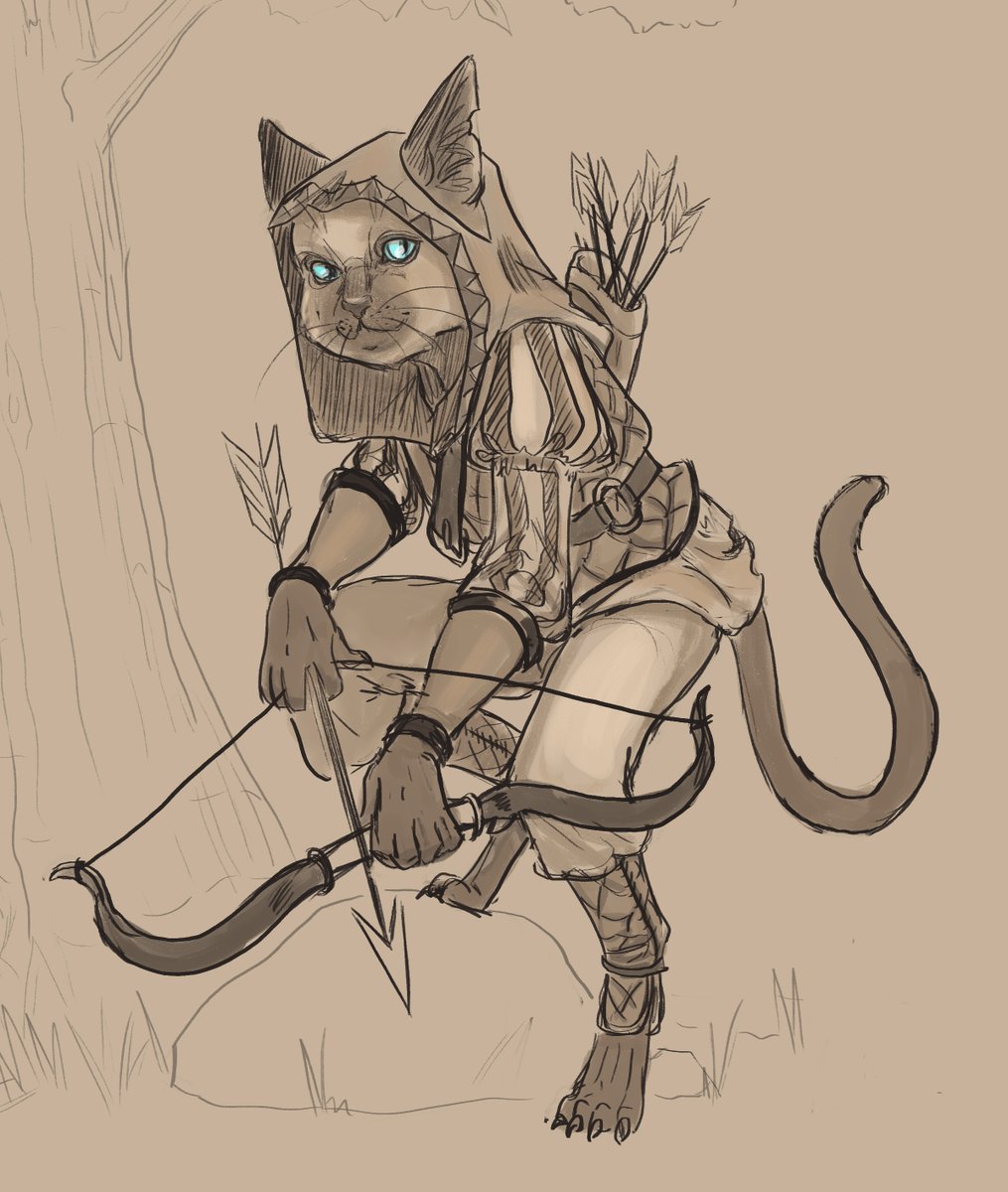 A little Tabaxi archer, inspired cat by my first pet, Sasha.