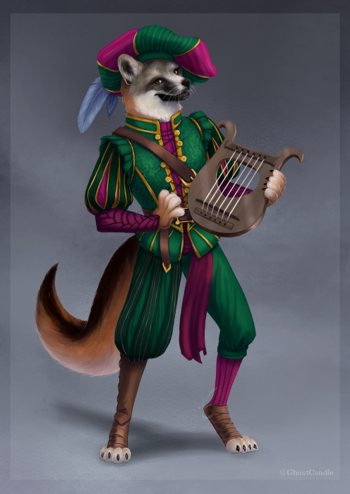 And going into 2021. Been a struggle, and not much in vertical art, but here's a Humblewood bard I made for Bards4Bards contest. I have no idea if it ever showed up as it had no traction.