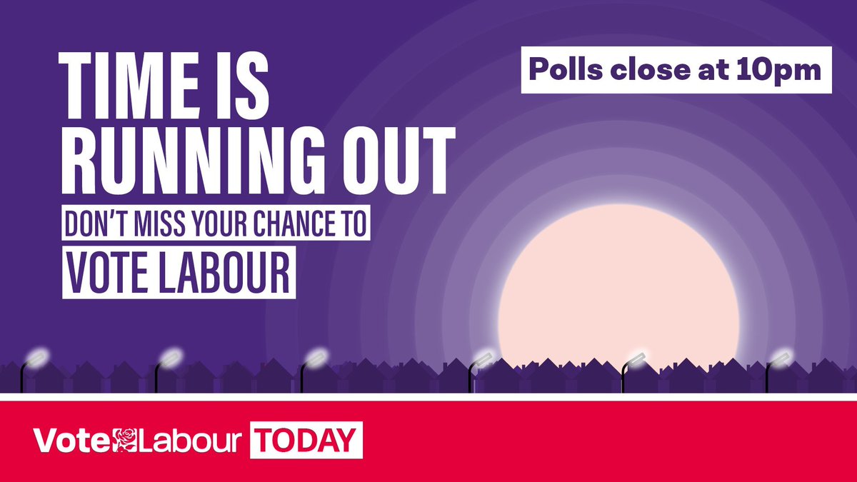Less than an hour left to vote! If you're in the polling station queue before 10pm, you can vote.

If you've not posted your postal vote, remember you have until 10pm to drop it off at the polling station.