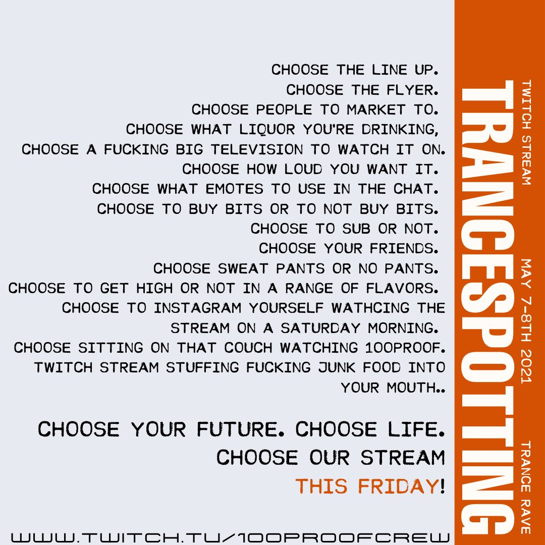 This Friday night on May 7th catch me playing an extremely rare trance set for the 100 Proof Crew from 9-10PM! Twitch.tv/100proofcrew 
-
#trance #rave #edm #progressivetrance