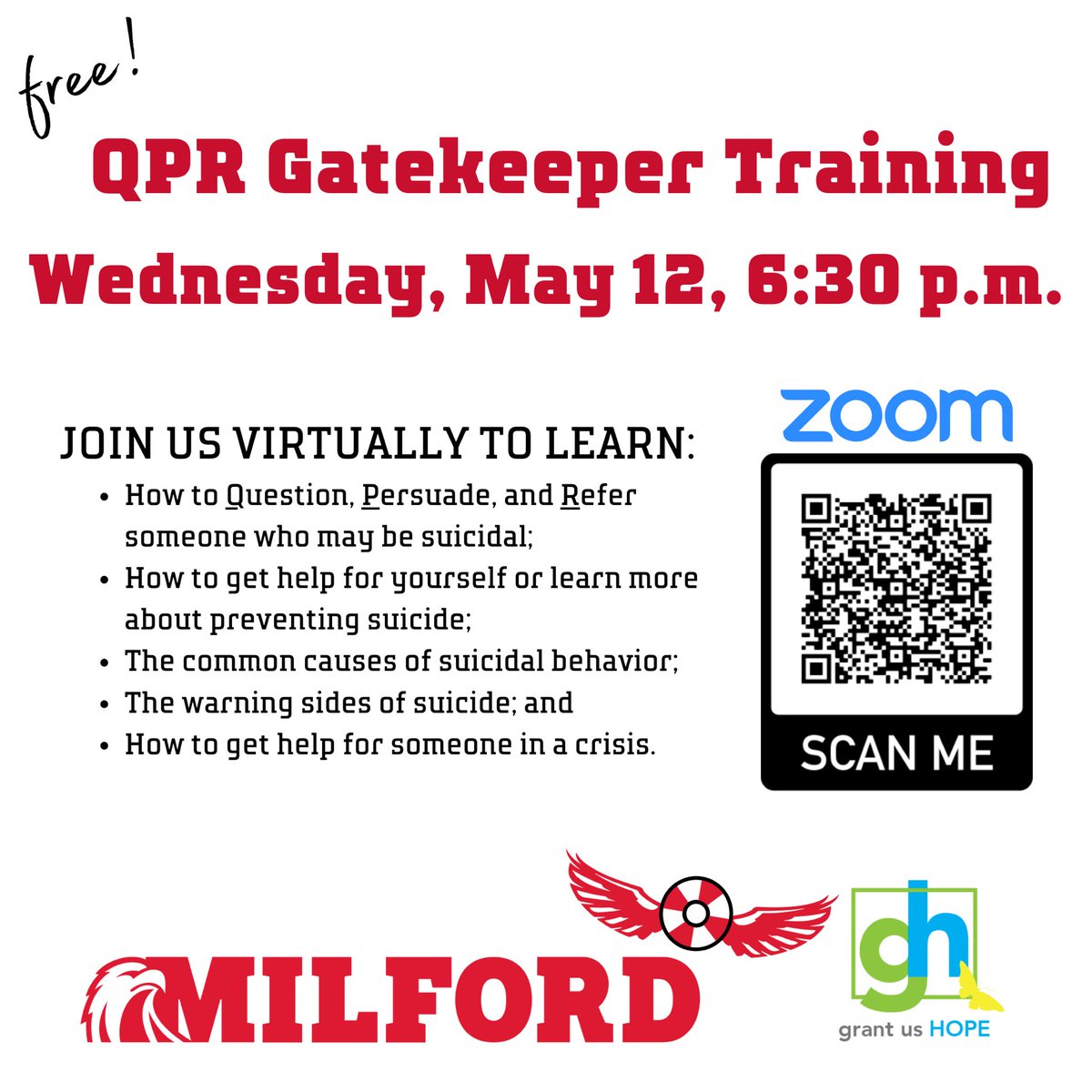 Milford Hope Squad (@squad_mhs) on Twitter photo Another great opportunity! Let’s learn how to help each other, build relationships, and strengthen our community. <a href="/Milford_Schools/">Milford Schools</a> <a href="/grantushope/">GrantUsHope</a> Another great opportunity! Let’s learn how to help each other, build relationships, and strengthen our community. <a href="/Milford_Schools/">Milford Schools</a> <a href="/grantushope/">GrantUsHope</a>