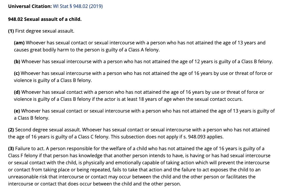 (4) Regardless of how MARIE viewed her relationship with STEVEN, she may have been under 16 at the time, making any sexual act between them a count of felony sexual assault.If she was 16+, it is less clear. BALDWIN was interested in this.