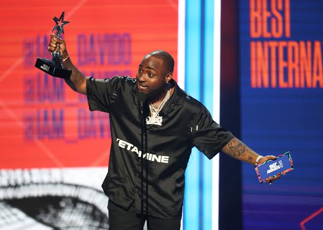 Davido won Best International Act at the 2018 BET Awards, becoming the first African artist to receive his award on the main stage. In his acceptance speech, he urged patrons and American artists to visit Africa and eat the food.