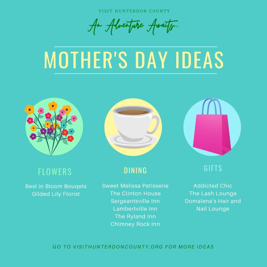 Mother's Day is just around the corner! As you prep, check out these local businesses 🌸 Go to visithunterdon.org for more ideas