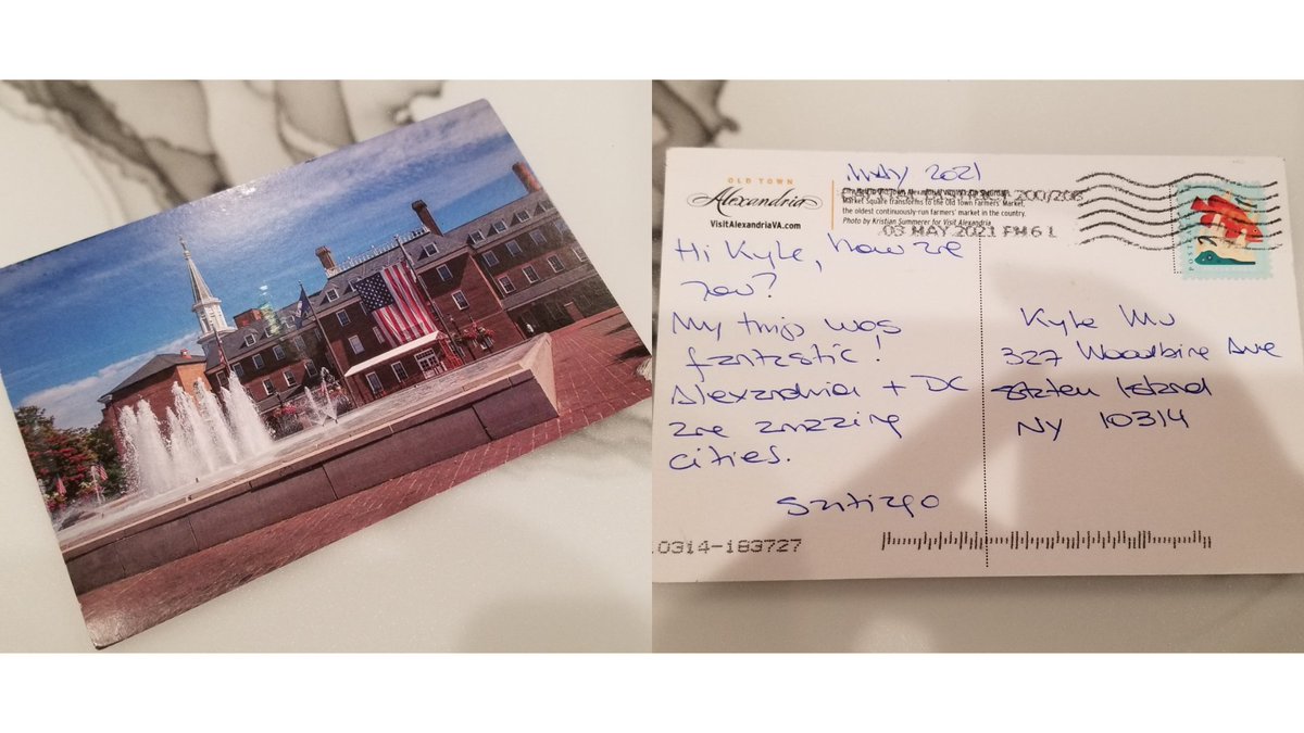 On my fan mail, I got a postcard that it has this photo of City Hall in Old Town Alexandria, Virginia from Santiago Bareiro. @GoSprout @AlexandriaVA #postcard
