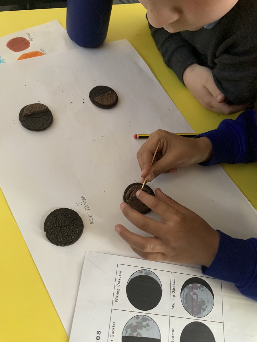 Broadoak_Year2's tweet photo. 2G have been using Oreos in their Science lesson to help them understand the different phases of the 🌚. #YummyScience https://t.co/dg7U0MmvYM