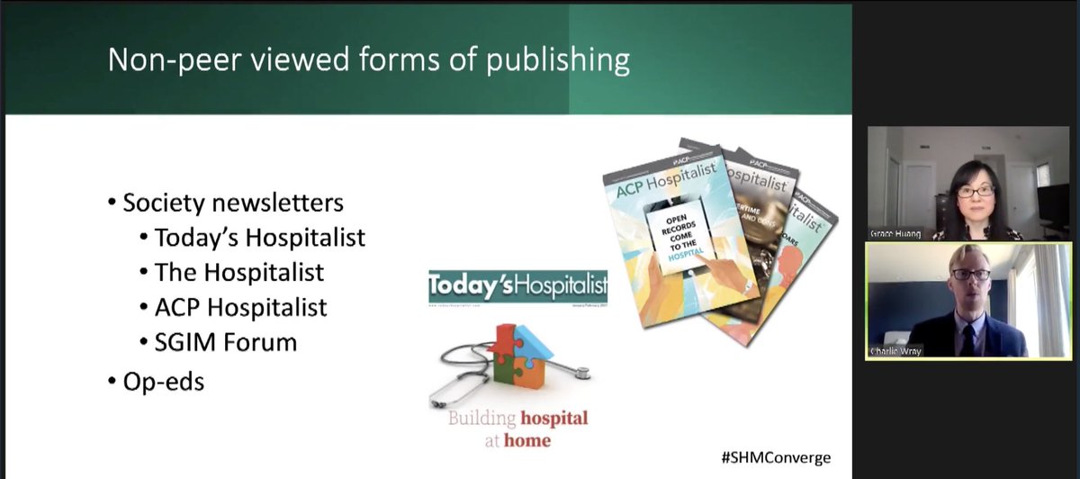  #SHMConverge greatly appreciate how advice is being given about non-peer reviewed options!!it's better than nothing, & @GraceHuangMD: "It's kind of like planting a flag in the sand in terms of your reputation and it may also grow collaborations and other forms of networking"