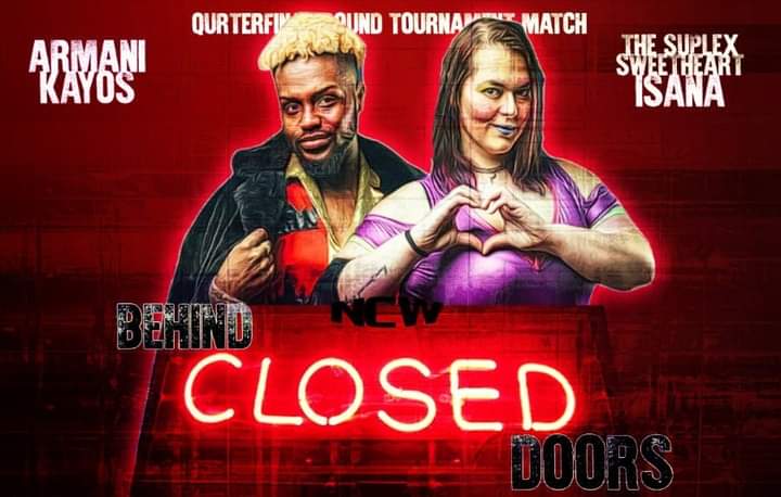 the_NCW's tweet photo. Tonight at 7pm on @YouTube it's Episode #6 of #NCW #BehindClosedDoors featuring @isanababy vs. @ArmaniKayos in a Quarterfinal Match, @TimK1lgore vs. @billywennkar in a match that was supposed to take place last week + @WavesandCurlstt v. @GiantRAA &amp; #BulletJoe for Tag gold! https://t.co/OLuO2lonmk