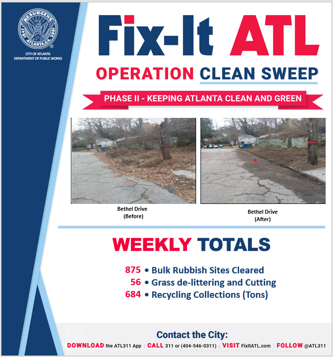 CityofAtlanta's tweet photo. Thank you to our #ATLCleanSweep team for always making sure that our community is beautiful. See the amazing transformation of Bethel Dr., Wells Dr. and McMillian Ave. #TransformationThursday https://t.co/w4LSfDdYUj