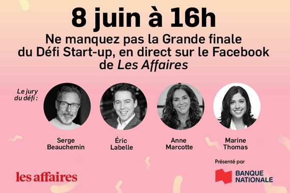 .Voici les membres du jury de cette 6e édition du #Défistartup:  <a href="/Sergebeauchemin/">Serge Beauchemin</a> d'<a href="/angesquebec/">Anges Québec</a>, Éric Labelle de la <a href="/banquenationale/">Banque Nationale</a>, <a href="/AnneMarcotte/">Anne Marcotte</a> d'<a href="/adopte_inc/">Adopte inc.</a> et notre rédactrice en chef, <a href="/marinethomas/">Marine Thomas</a>.
bit.ly/3nSCaqB