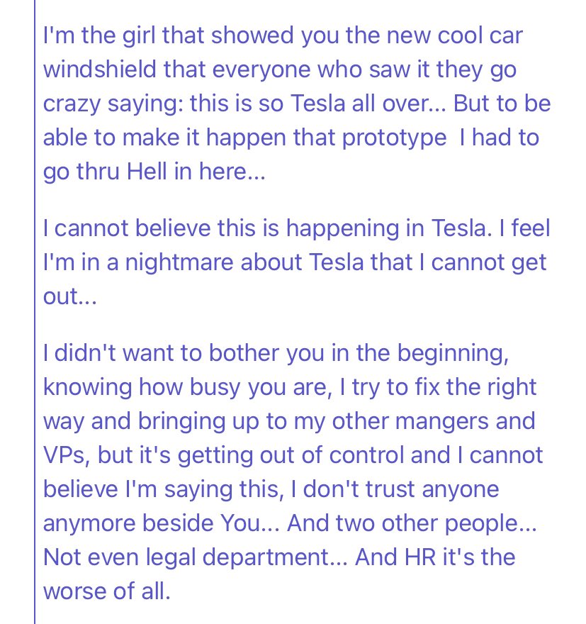 This is part of my emails I sent to Musk the result was different from what he is saying: “no kidding” Evidence will speak for themselves!After YEAR of discovery battles I received My original email Musk received: I decoded and find out he fwd 7min after to the HR Director