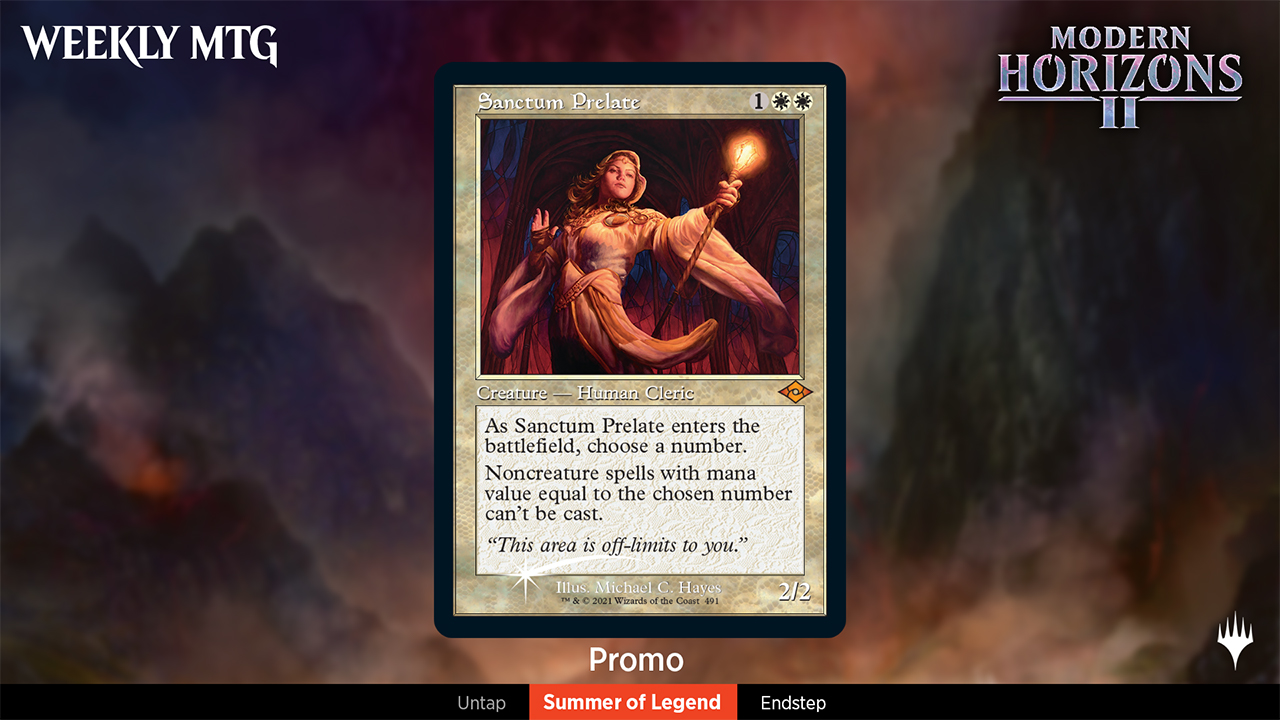 Magic The Gathering Mtgmh2 Also Features A Host Of Cards That Are Being Reprinted Into Modern For The First Time Like The Buy A Box Promo For The Set Sanctum Prelate