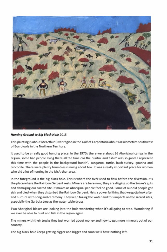 Garawa elder Jack Green’s remarkable submission to the Juukan Gorge Parliamentary Inquiry:“Hunting Ground to Big Black Hole 2015” https://www.aph.gov.au/DocumentStore.ashx?id=16f7c3be-086e-4372-8212-9752a68a504c&subId=706218