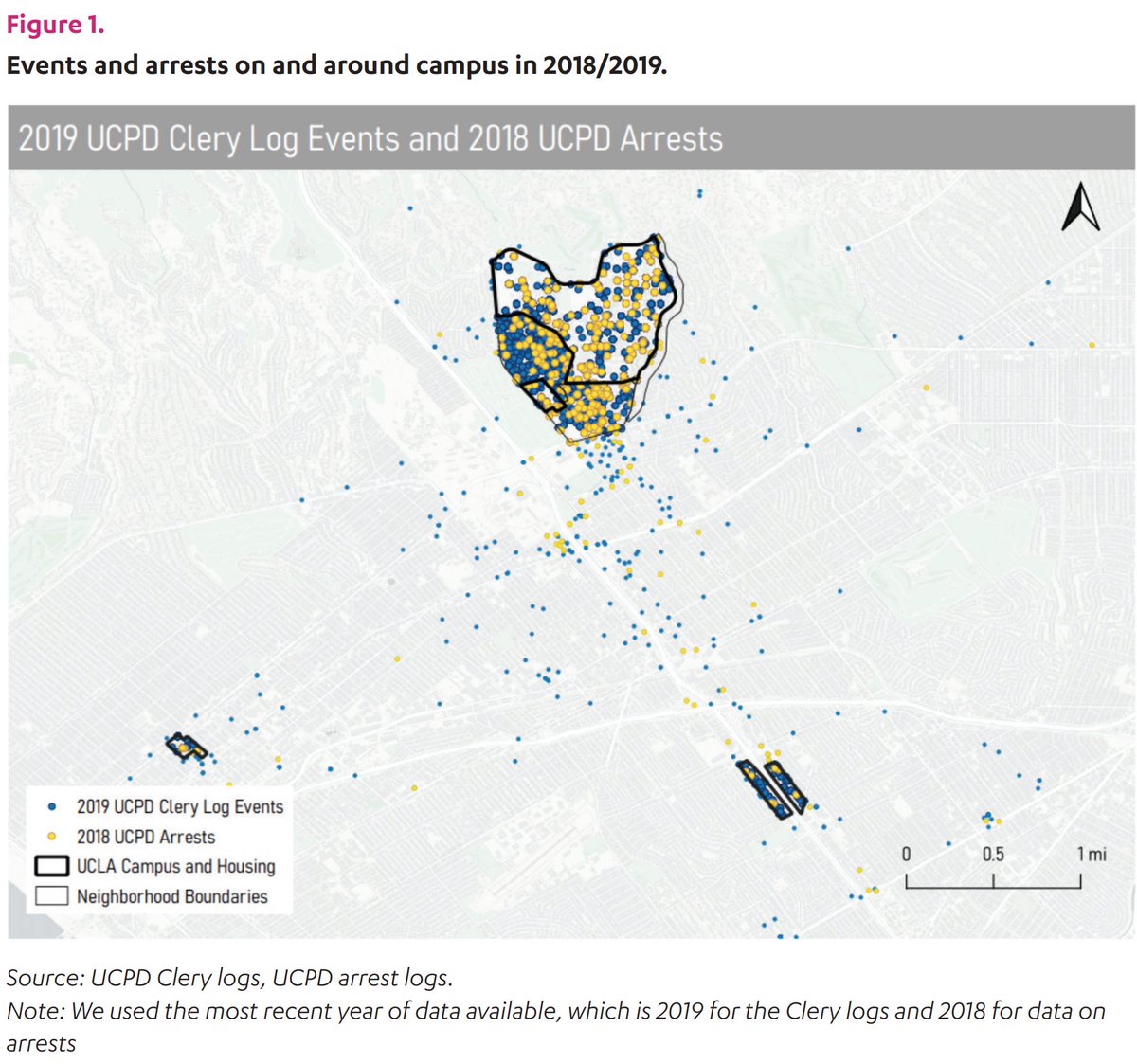 NoahZatz's tweet image. When ppl say #CopsOffCampus, we don’t mean this! Extensive UCLA PD activity &amp;amp; arrests off campus, often far afield. UCLA polices LA. Proud to put out this new rpt w/ @alejandra90201 @elpaavo &amp;amp; Jennifer Chacón. “Mapping Yesterday’s Police Activity at UCLA”: bit.ly/3hkycWD