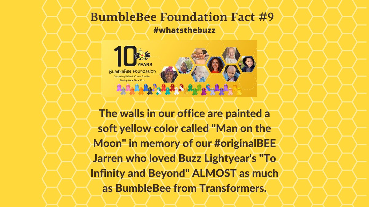 BumbleBeefound's tweet photo. Oh, if our walls could talk, they just might say "To Infinity and Beyond"! 💛🐝💚
#originalBEE
#pediatriccancer
#factaday
#BBFkiddos
#fact9
#whatsthebuzz https://t.co/JRuYxBW1bT