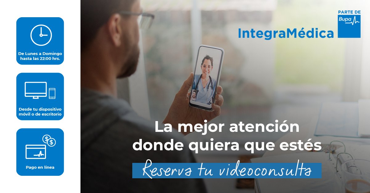 ¡Hoy estamos más conectados que nunca! Conoce las más de 40 especialidades médicas disponibles en Videoconsulta y recibe la mejor atención donde quiera que estés. 🖥 Reserva tu hora aquí: bit.ly/Videoconsulta_…