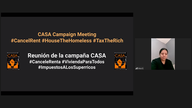 CASAbronx's tweet photo. CASA members are here on Zoom for our monthly campaign meeting to hear about our victories expanding #RTC w #Intro2050 #Intro1529 & the extension of eviction protections thru Aug 31!! These victories are because #WhenWeFightWeWin! #EvictionFreeNY #CancelRent #HouseTheHomeless https://t.co/Fgh3XwIH7Q