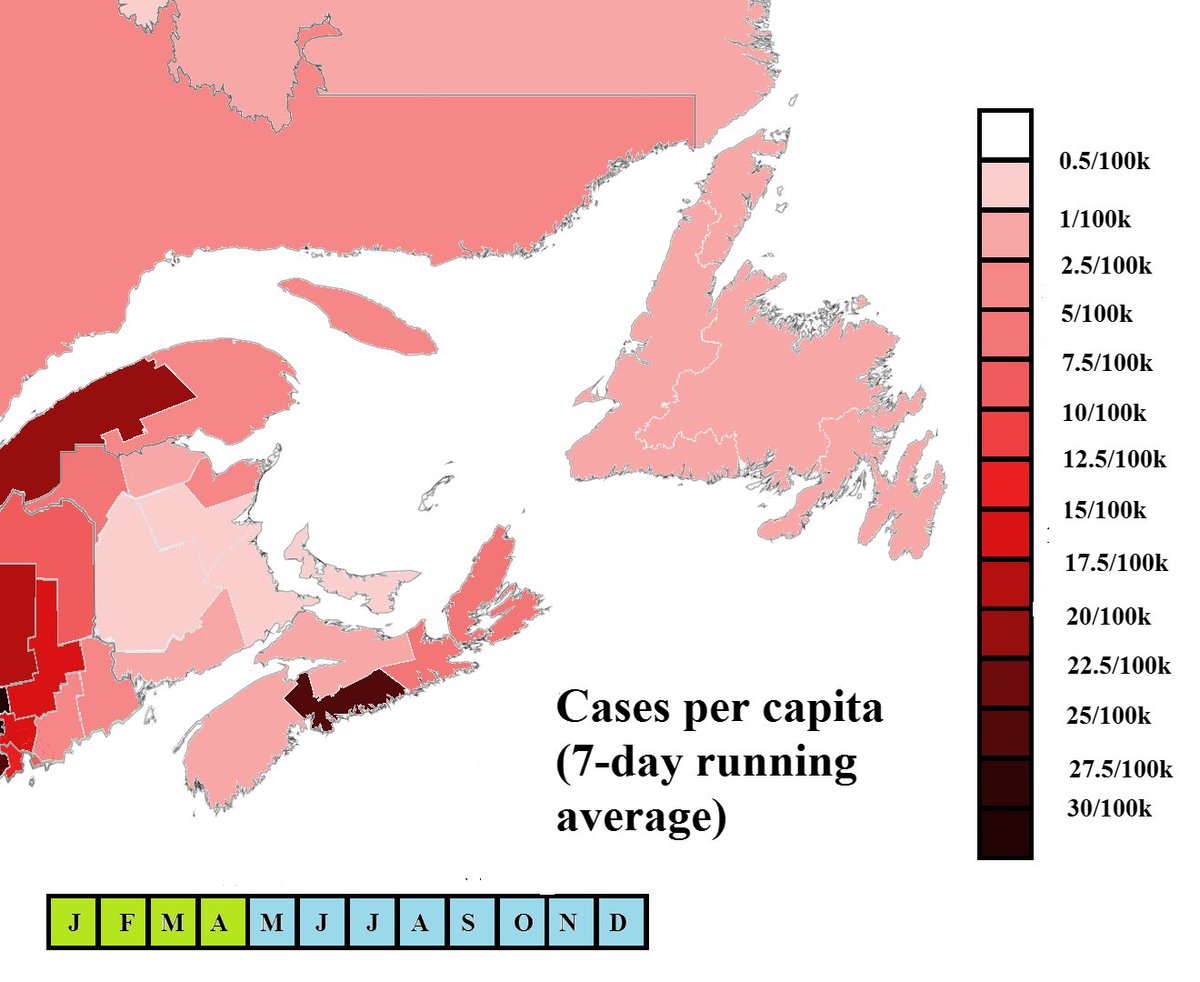 Here is the current situation in the region. Essentially everything outside of NS is traced and travel-related. Like, all of it. Everything outside of Halifax is 'not community spread' per the province.