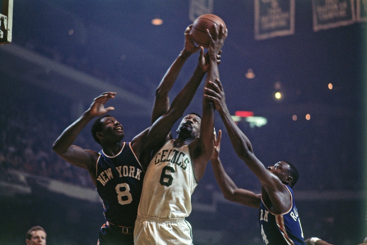Bill Russell is also one of the greatest rebounders of all time, his all time athleticism helped him in grabbing some of these absolutely insane looking rebounds. The scary part of Bill grabbing these rebounds is that he's one of the greatest outlet passers of all time.