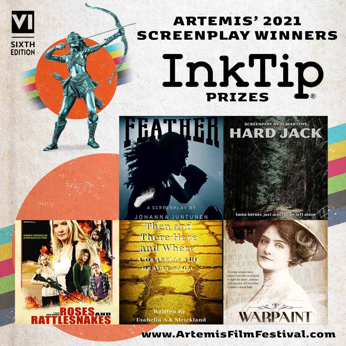 ! @official_inktip awards our #2021Screenplay winners with a membership that helps writers sell their scripts! Winners: #JohannaJuntunen #JLMartens #ColinSimpson #EsabellaAnnaKarena and #HelenTaylor. CONGRATS

Visit InkTip: inktip.com

#WomenKickAss #MenKickAss
