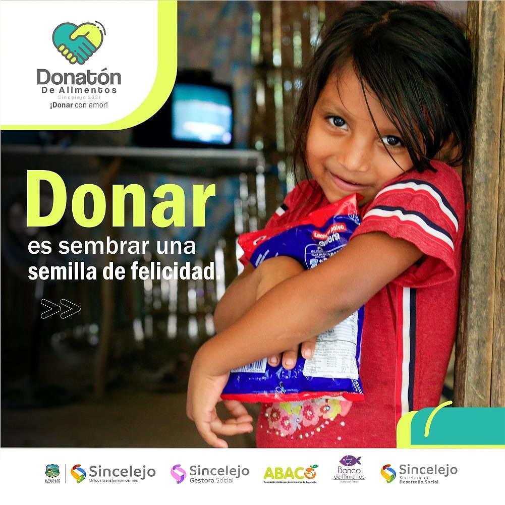 Sembremos esperanza y amor en cientos de familias sincelejanas que se beneficiarán de la Donatón de Alimentos 2021. Unidos podemos transformar el futuro y mejorar la calidad de vida de los más vulnerables. #DonarConAmor