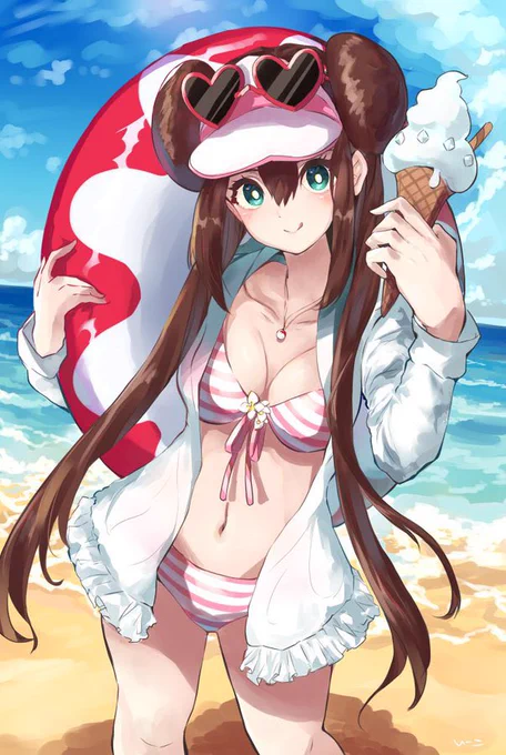 #ツイッターの画像が見やすくなったらしいからもう一回見てくれ
水着メイちゃん再あげ。縦長よき😆 
