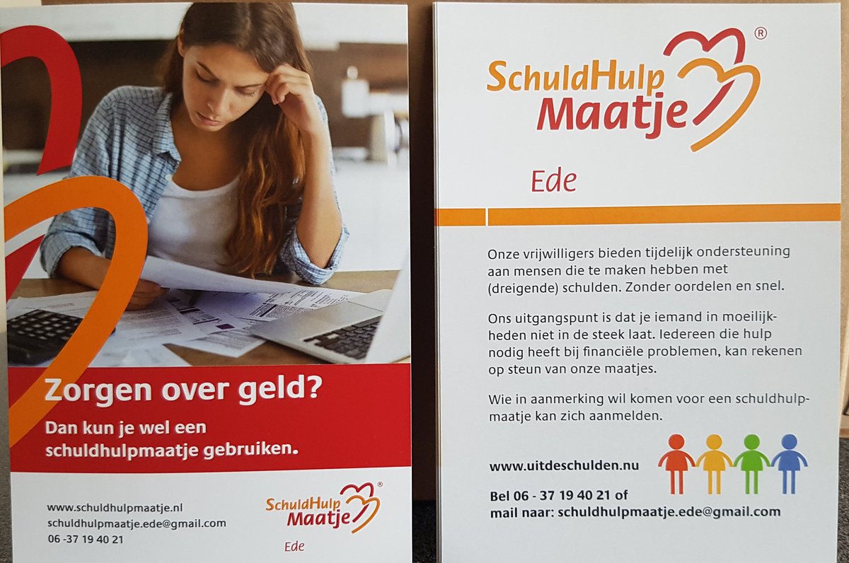 Schuldhulpmaatje Ede beschikt over nieuwe frisse flyers. Mede dank zij pr-meedenkende maatjes.
