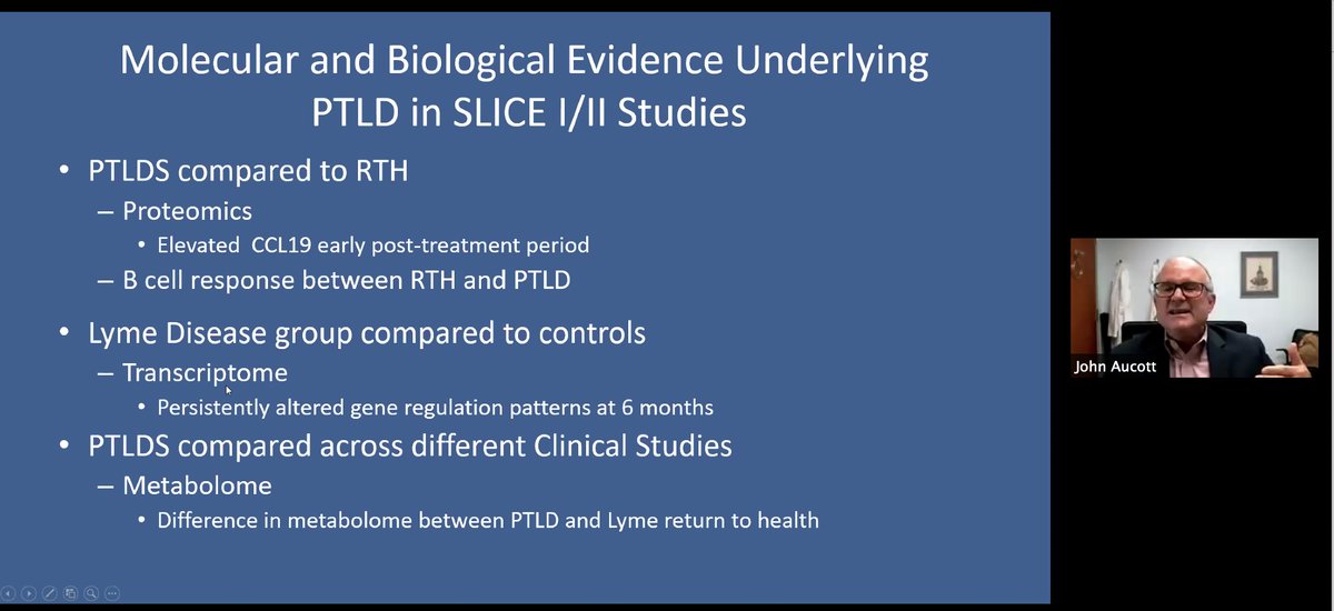 SLICE has noted several measurable changes in these  #LymeDisease patients with persistent illness, including gene changes. "What is striking is they don't return to normal months later. These gene changes are different than what we're seeing in COVID patients."  @aucott_john