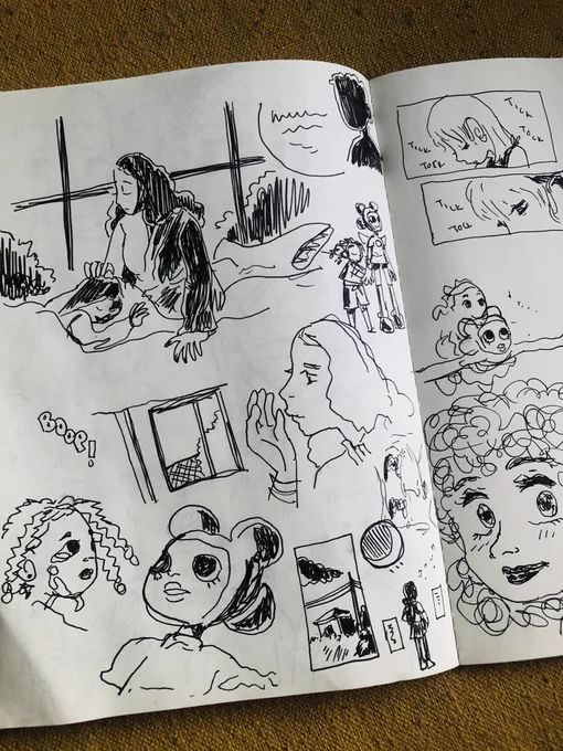 Finding solace drawing in my sketchbook with my new pen. 