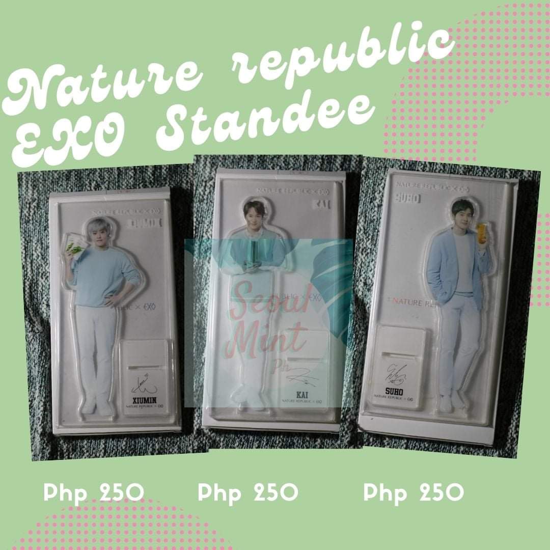  #SMPHMaySale EXO NATURE REPUBLIC STANDEES (Xiumin, Kai, Suho) for 250 php eachwts lfb exo standee nature republic