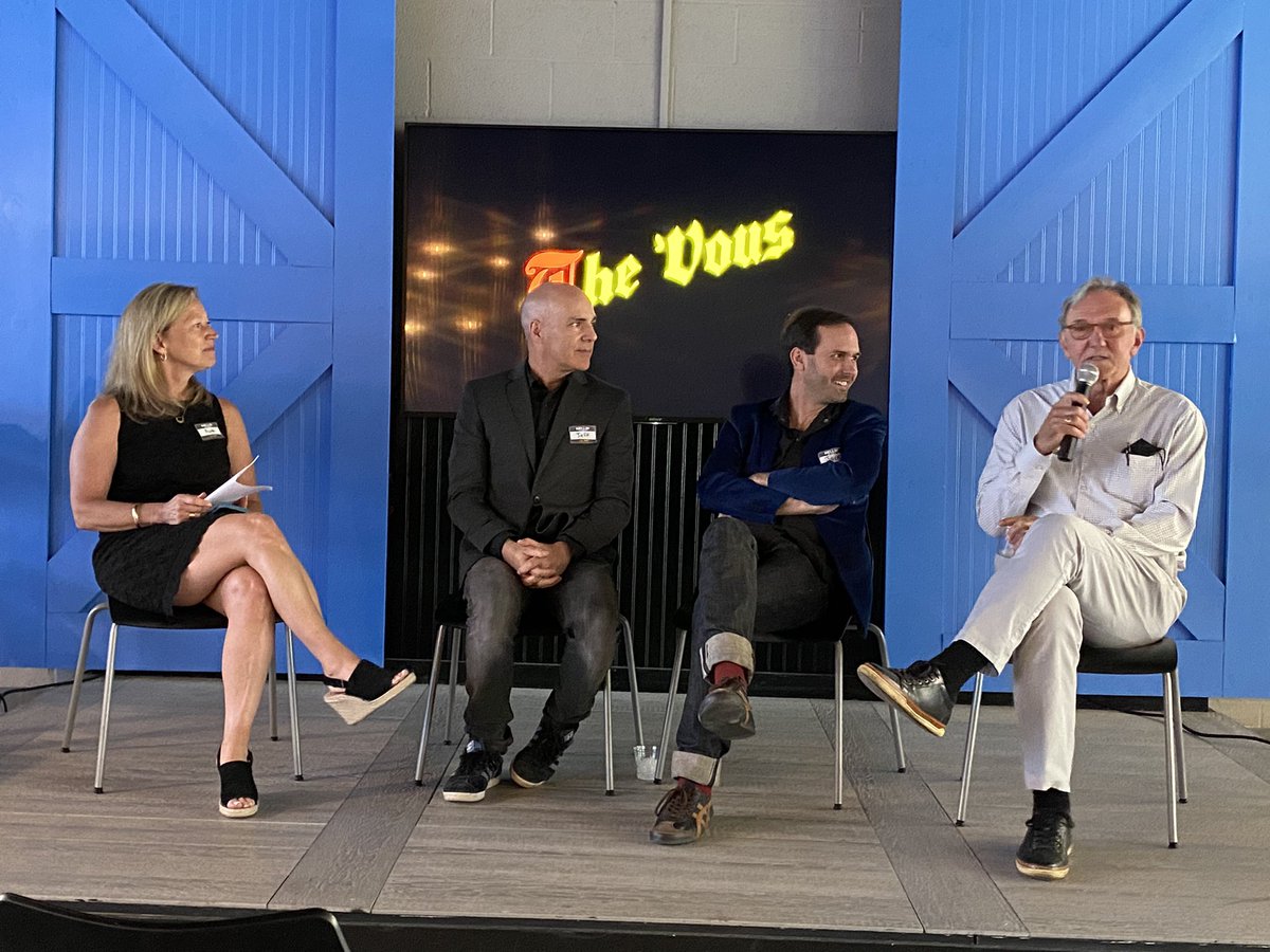 denverpeacock's tweet photo. Great hearing the story of The ‘Vous, a new feature-length documentary on Charlie Vergos’ @Rendezvous_Ribs restaurant in Memphis. #redandblue @TheRadicalMod @jacklofton @RuthHWhitney @FrankScottJr @RobyBrock @mudroomfilms https://t.co/BrPaUHuQCr