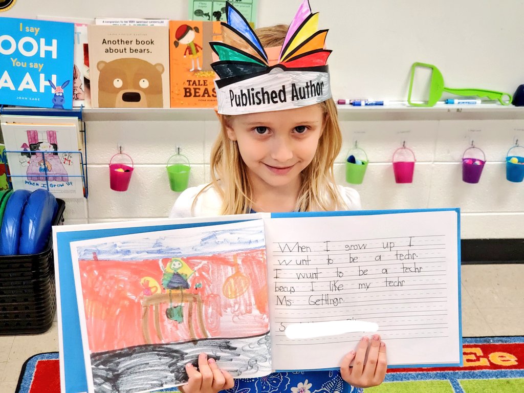 msgettinger's tweet photo. We worked hard and published a classbook through @studentreasures ! Each student wrote about what they wanted to be when they grow up then read their page to the class. #bLEADsgreen #proudauthors https://t.co/AbrtEaShlG