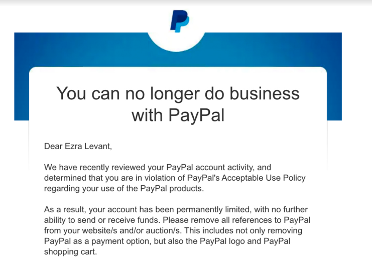 Ezra Levant says The Rebel has been cut off by PayPal, and that they are now "bleeding heavily" and it "could actually destroy" them: rebelnews.com/save_rebel_new…