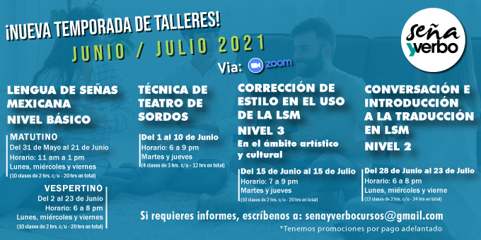 💥¡Ya llegó la nueva temporada de talleres de SyV!💥
📬Para inscripciones y más info, escríbenos a: senayverbocursos@gmail.com
#SyV #señayverbo #señayberboteatro #señayverbocursos #cursos #cursos2021 #cursosLSM #cursosteatro #teatro #LSM #cursosonline #sordos #arte
