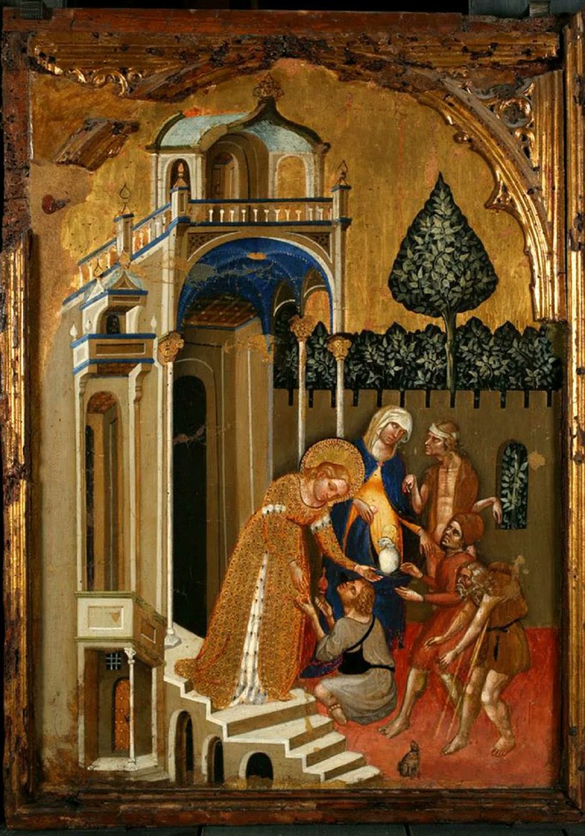 Una delle 8 superbe tavole a tempera e oro che raccontano le Storie di #SantaLucia dipinte tra il 1420 e il 1425. #JacobelloDaFiore 🎨  Pinacoteca Civica di Fermo🔍 BUONDÌ.🌟🌟🌟