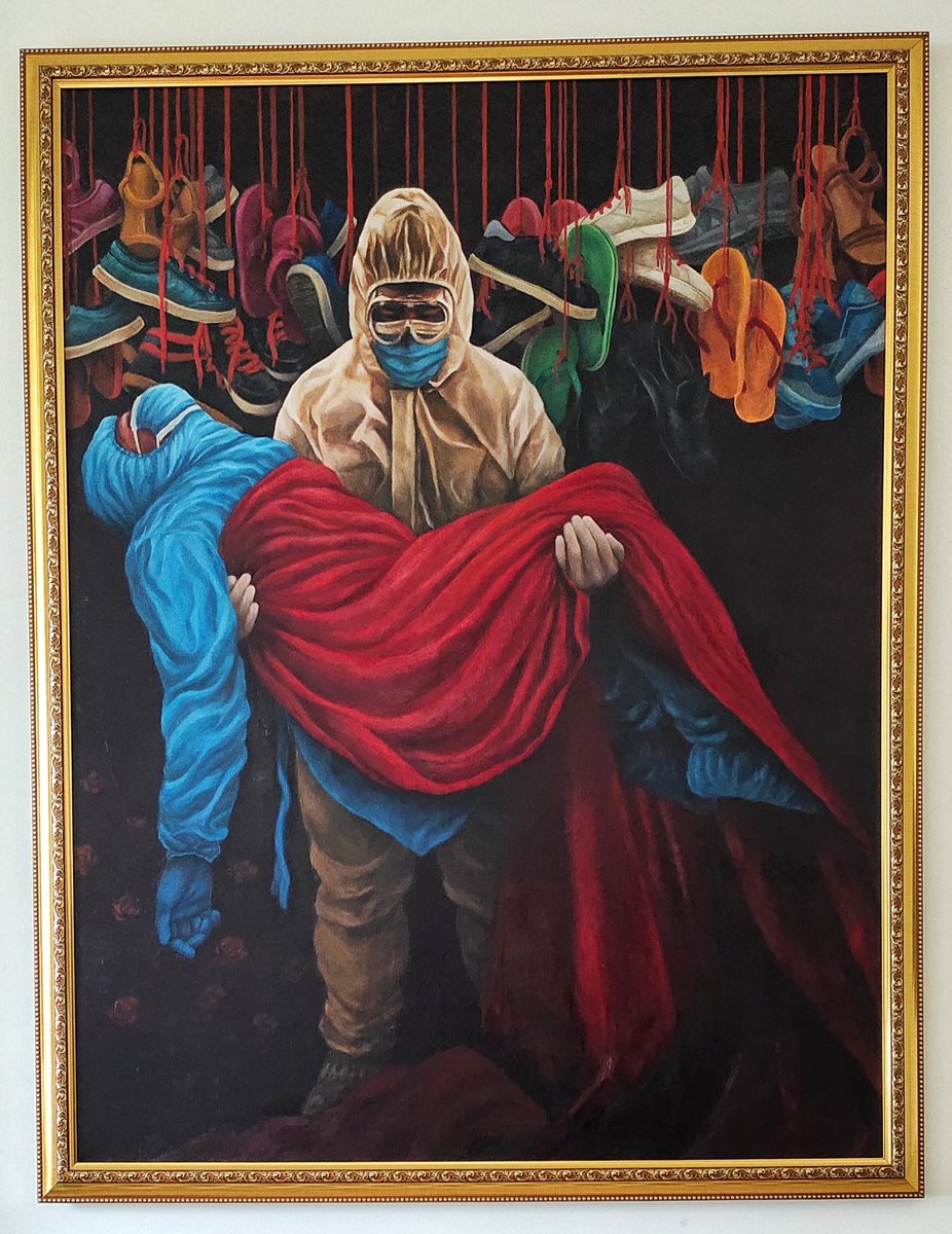 A tribute to our fallen frontliners
Title: "Ang Mamatay ng Dahil Sayo"
Medium: Oil on Canvas
From Filipino Artist in Thailand
#Tributetoourfallenfrontliners
#frontlineworkers 
#FilipinoFrontliners
#Philippines