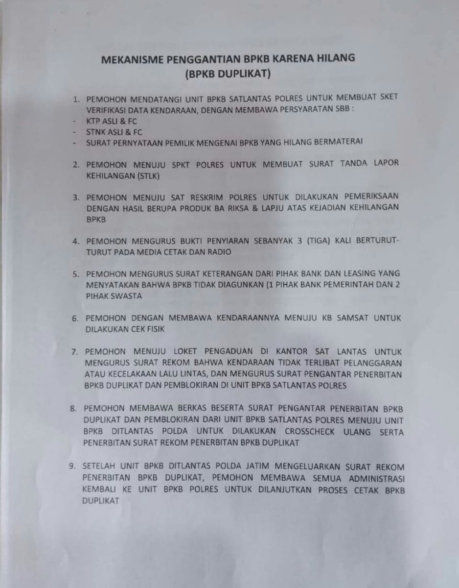 LamonganSpkt's tweet photo. Pelayanan masyarakat buat mengurus kehilangan. Bisa memenuhi syarat yang tertera di foto tersebut. @polreslamongan https://t.co/6QpvxYx97s
