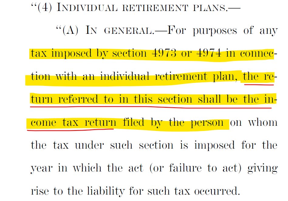 7/Gonna jump here and go to Section 312, b/c I think it's sneaky important.Right now, taxpayers generally have NO STATUTE OF LIMITATIONS for IRA penalties. So, theoretically, you miss an RMD today, and the IRS can come back in 20 years and assess the penalty, interest, etc...