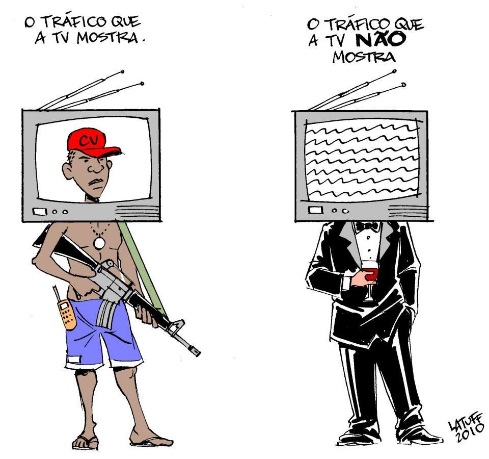 LatuffCartoons's tweet image. Amanhã os programas policiais calhordas da TV vão comemorar os 24 "CPFs cancelados", vão bater palmas para a chacina do Jacarezinho, mas certamente não irão mostrar quem REALMENTE lucra com o tráfico de drogas.