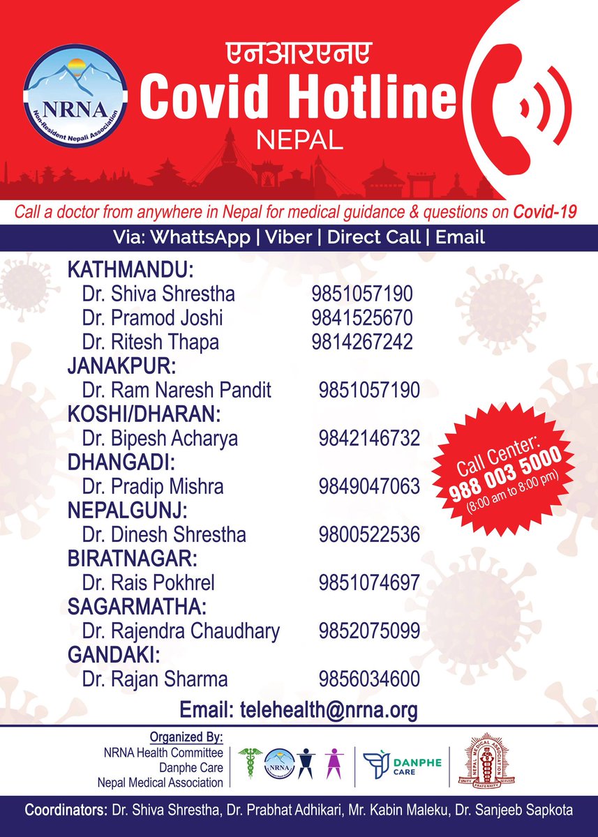 We have stood up Nepal Covid Hotline meant for all 7 provinces. Anyone from any part of Nepal can call a doctor and get guidance and discuss their Covid related questions. #Nepalcovid #NepalCOVID19InfoX #Nepal #IndiaCovid19
