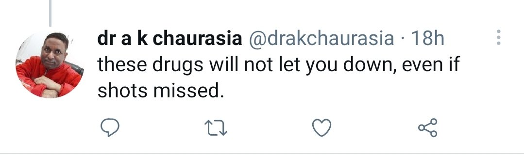 Report this handle. @TwitterIndia  @TwitterSafety plz review  @drakchaurasia, take necessary steps in suspending.Person is spreading fraudulent treatment 4  #COVID19India  #Corona which have been systematically proven to have NO BENEFIT from multiple scientific societies. #India