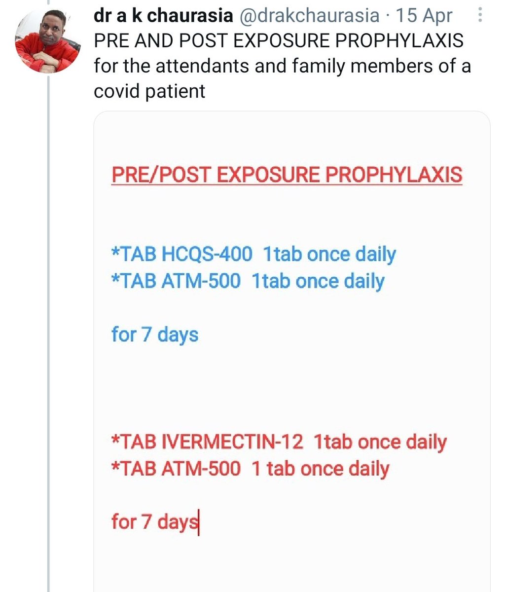 The handle heavily uses anecdotal data to advise potential harmful medications such as diuretics and antibiotics for mild  #COVID19India. This is from a modern medicine trained panicked doctor. Such persons are a farce to the scientific temper of this country. Utter rubbish